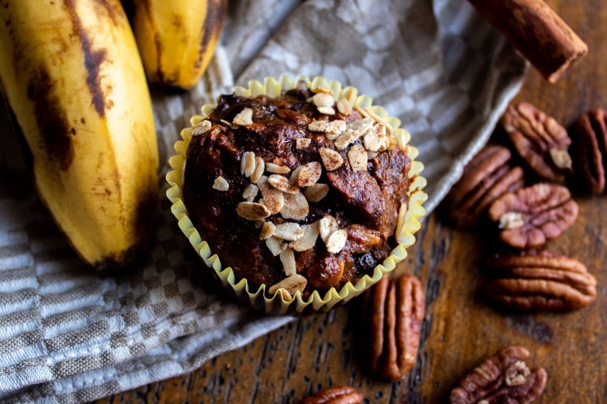 Banana oat muffin, as a serving illustration