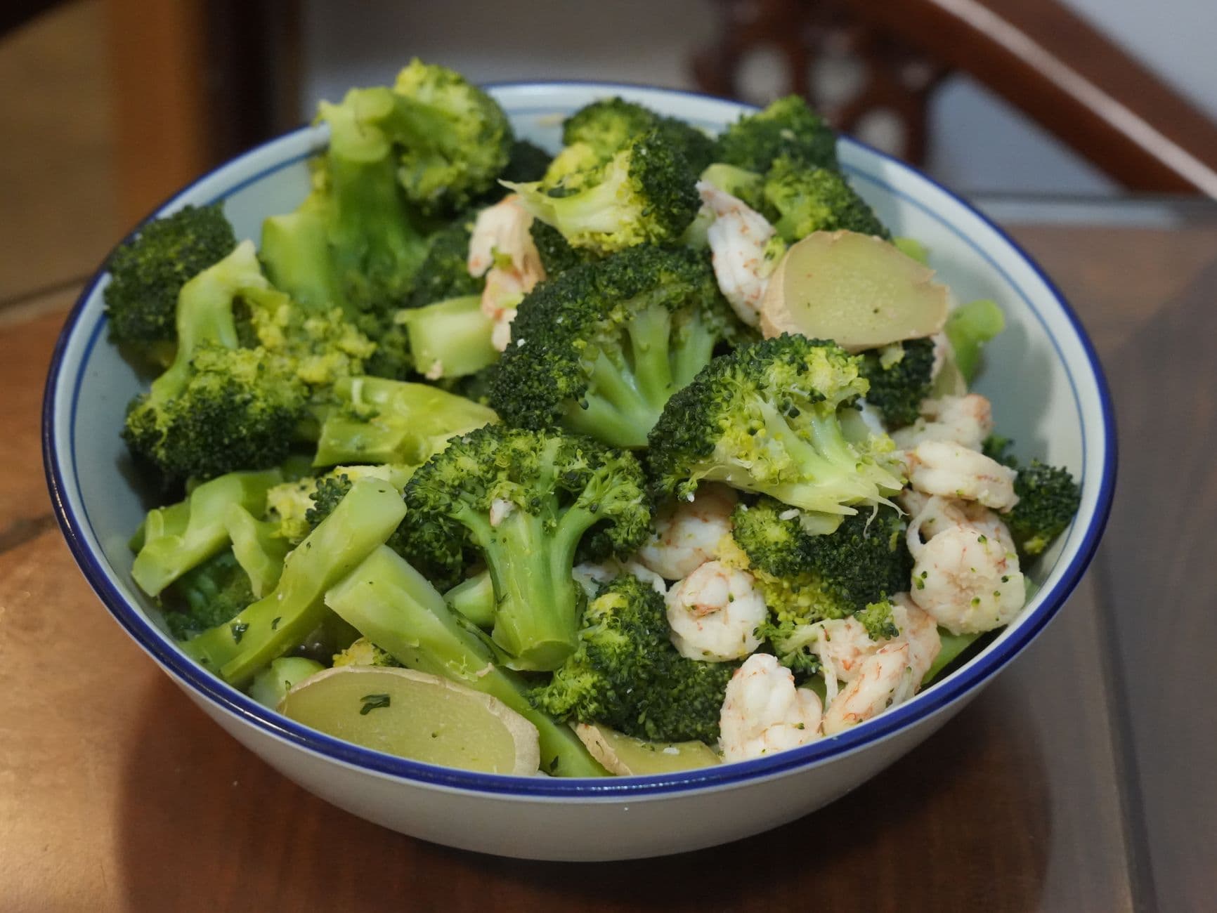 Shrimp Quinoa Broccoli Garlic Bowl prepared and served as the finished dish