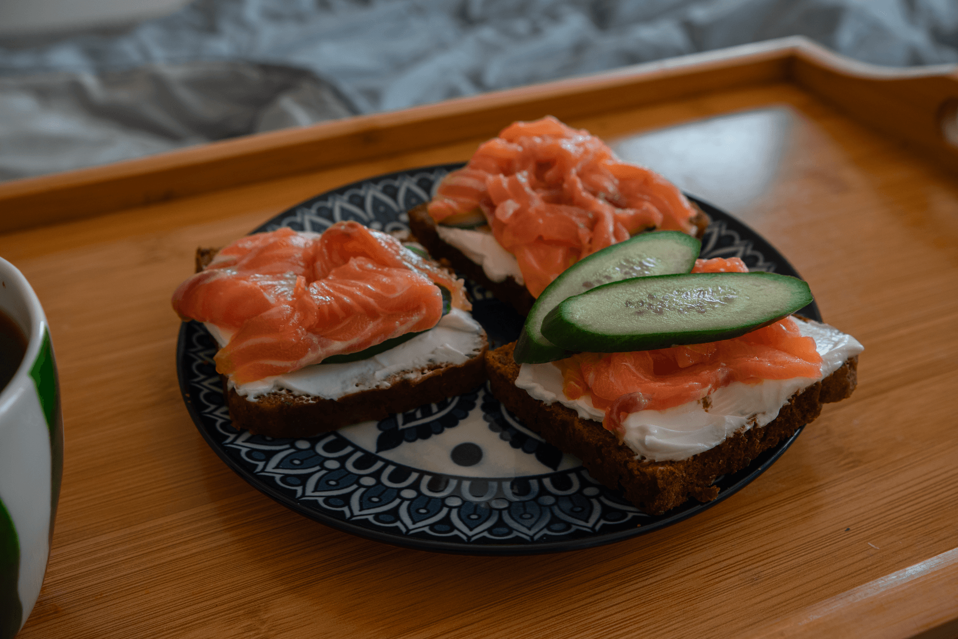 Cottage Cheese Cucumber Toast Bites