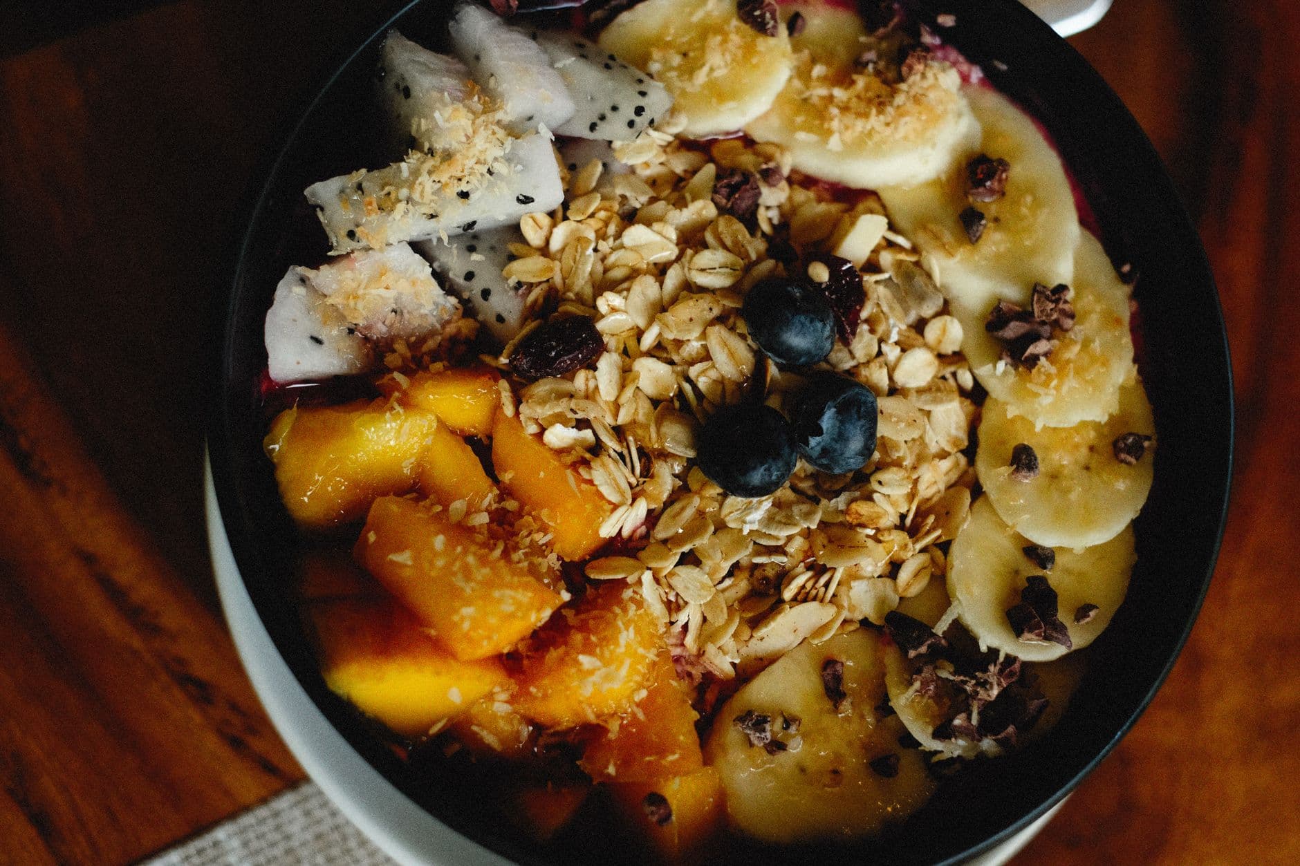 Skyr Mango Chia Overnight Oats prepared and served as the finished dish