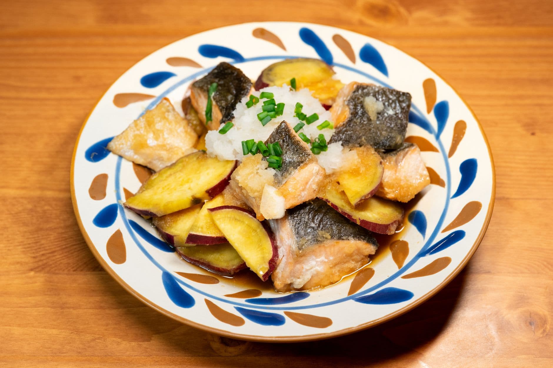 Salmon Sweet Potato Recovery Bowl prepared and served as the finished dish