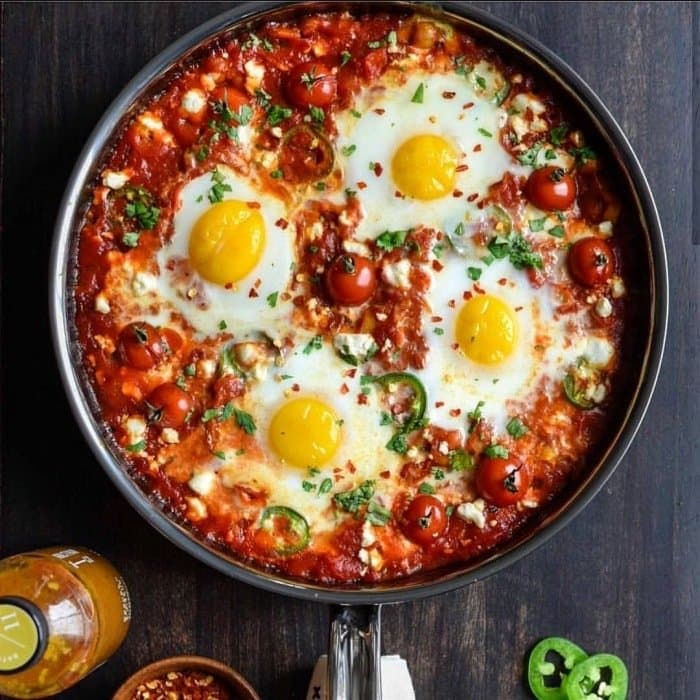 Shakshuka prepared and served as the finished dish