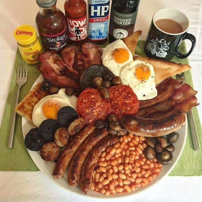 Full English Breakfast prepared and served as the finished dish