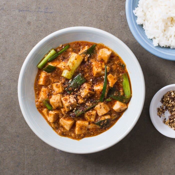 Mapo Tofu fertig zubereitet und serviert