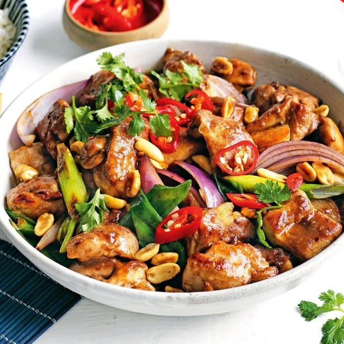 Kung Pao Chicken prepared and served as the finished dish