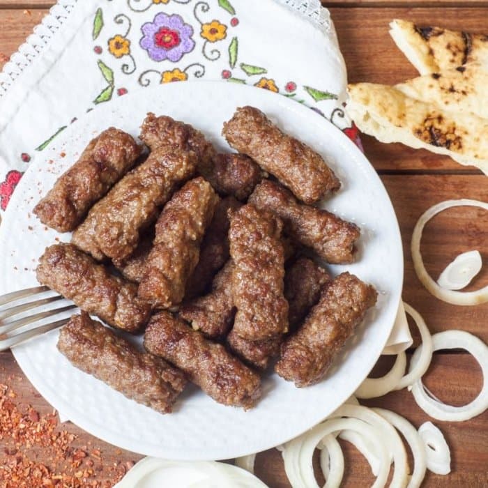 Ćevapi prepared and served as the finished dish