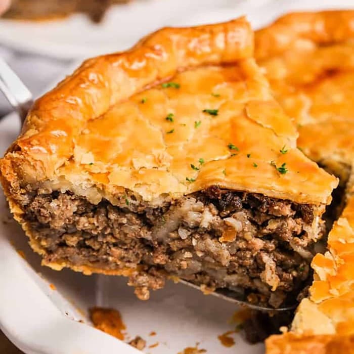 Classic Tourtière prepared and served as the finished dish
