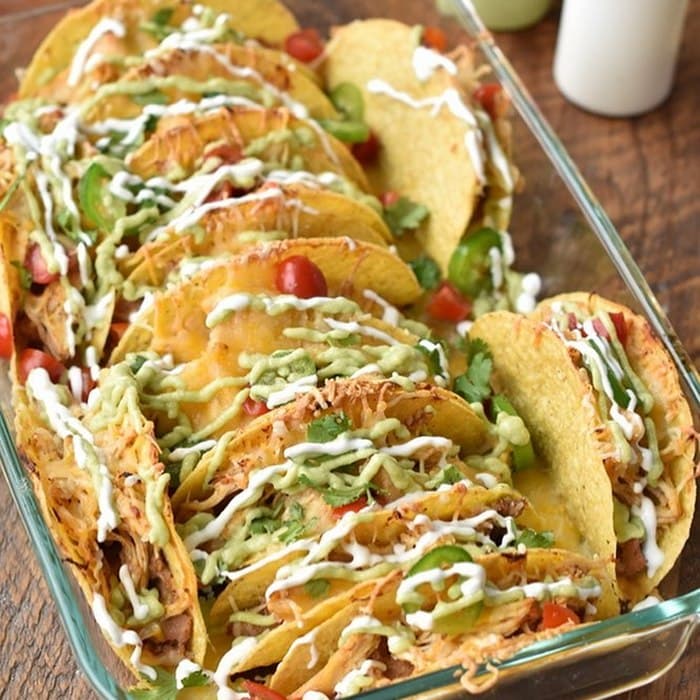 Crock-Pot Chicken Baked Tacos prepared and served as the finished dish