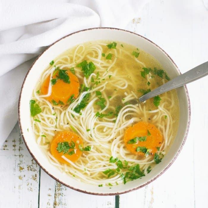 Rosol (Polish Chicken Soup) prepared and served as the finished dish