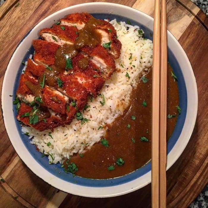 Katsu Chicken curry prepared and served as the finished dish