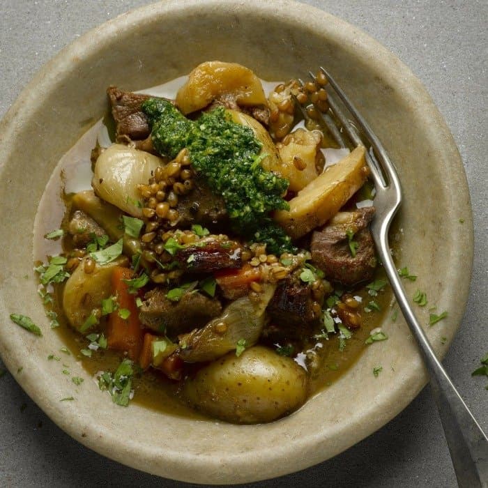 Irish Stew prepared and served as the finished dish