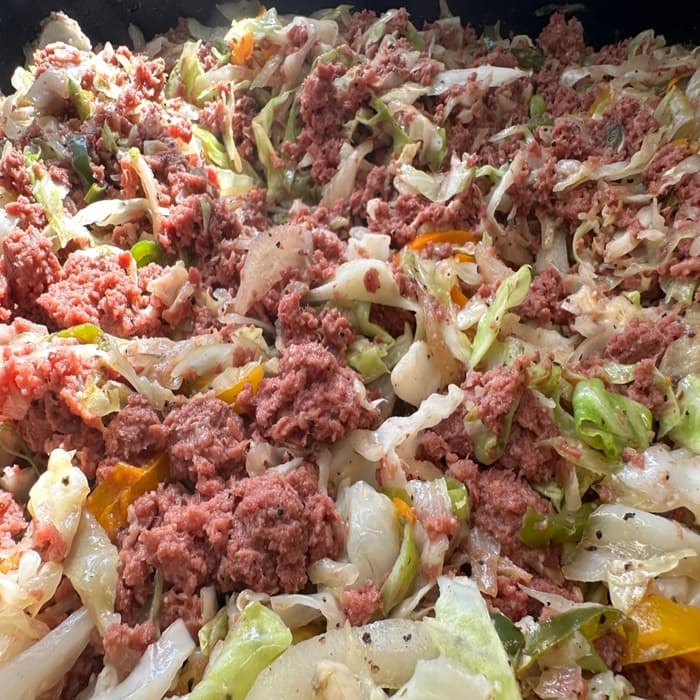 Corned Beef and Cabbage – Jamaican Style prepared and served as the finished dish