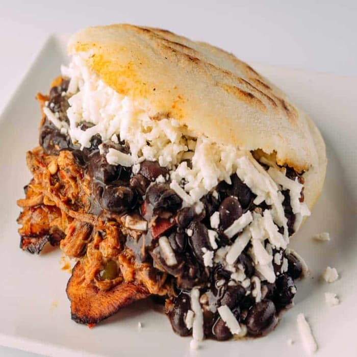 Arepa Pabellón prepared and served as the finished dish