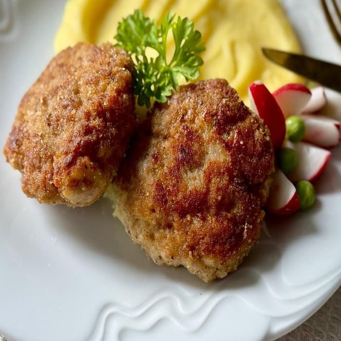 Fašírky fertig zubereitet und serviert