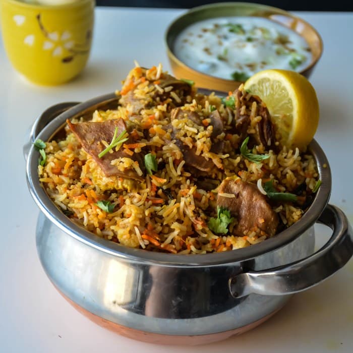Lamb Biryani prepared and served as the finished dish