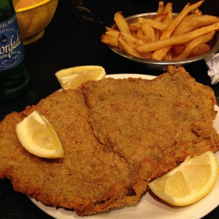 Milanesa prepared and served as the finished dish